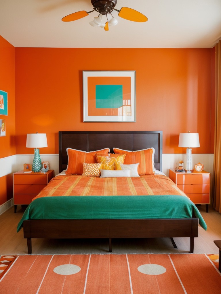 Groovy '70s Vibes: Transform Your Apartment with Orange Bedroom Decor!