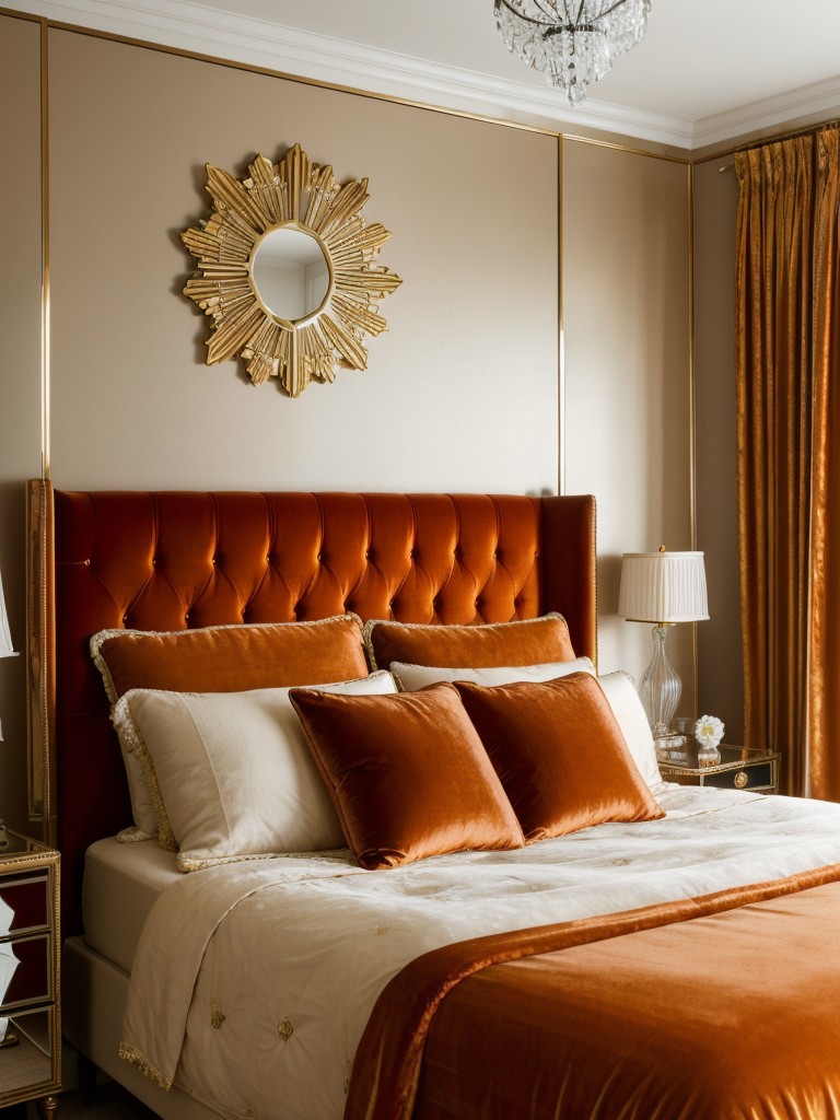 70s-Inspired Orange Bedroom: Vintage Glam Decor for Royal Vibes