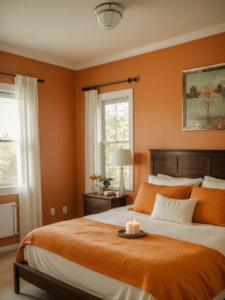 70s-inspired Orange Bedroom: Vintage Decor for a Calming Retreat