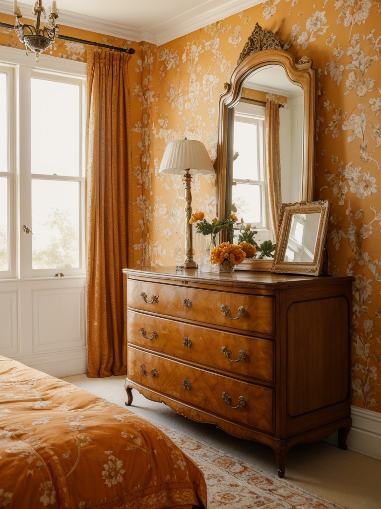 Vintage Charm: Brighten Your Apartment with Orange Bedroom Decor!