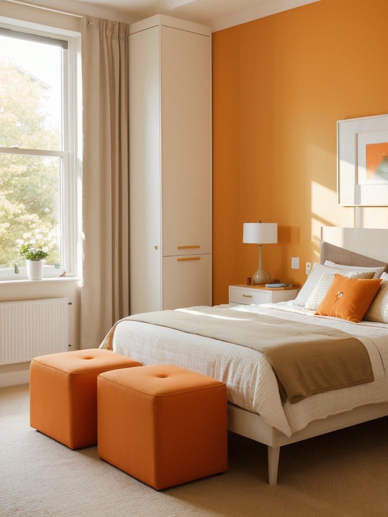 Sun-kissed Apartment: Brighten Up Your Space with Orange Bedroom Decor!