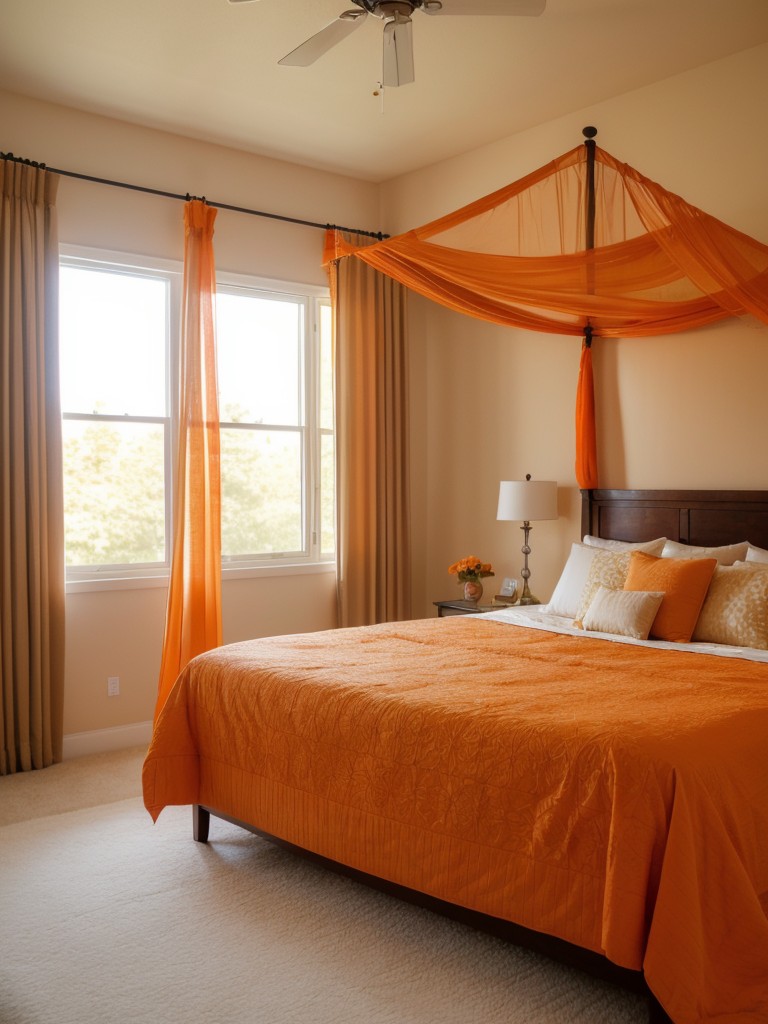 Orange Bliss: Brighten Up Your Apartment with Sunny Bedroom Decor!