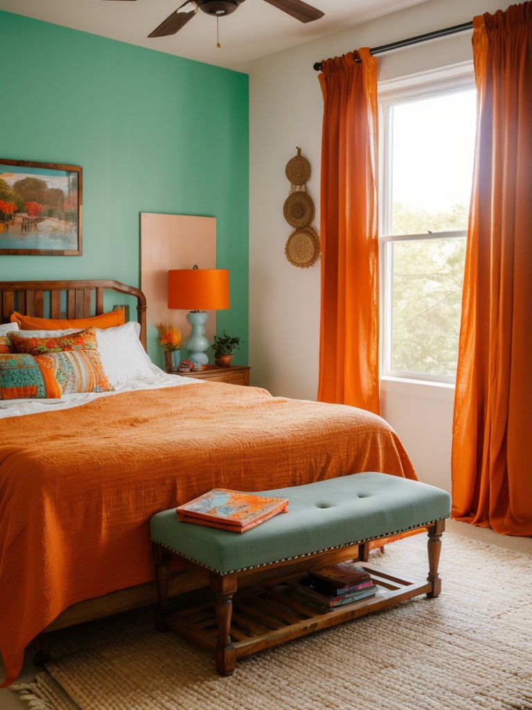 Vibrant & Playful: Boho Chic Bedroom Decor in Orange