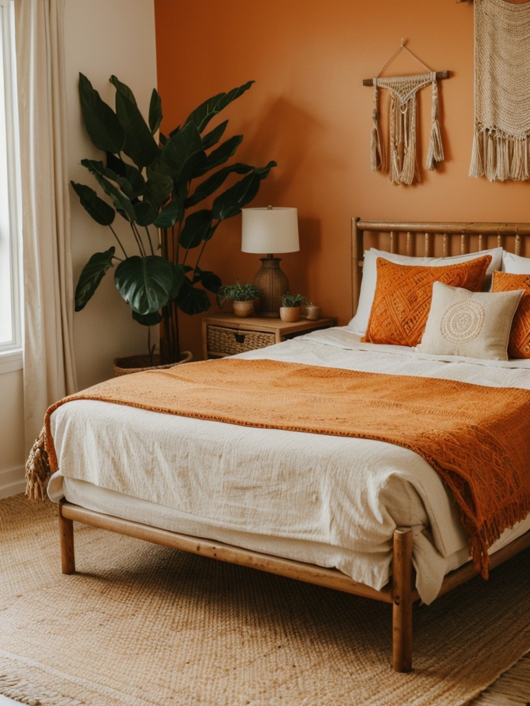 Vibrant Orange Apartment Decor: Embrace Boho Chic Vibes