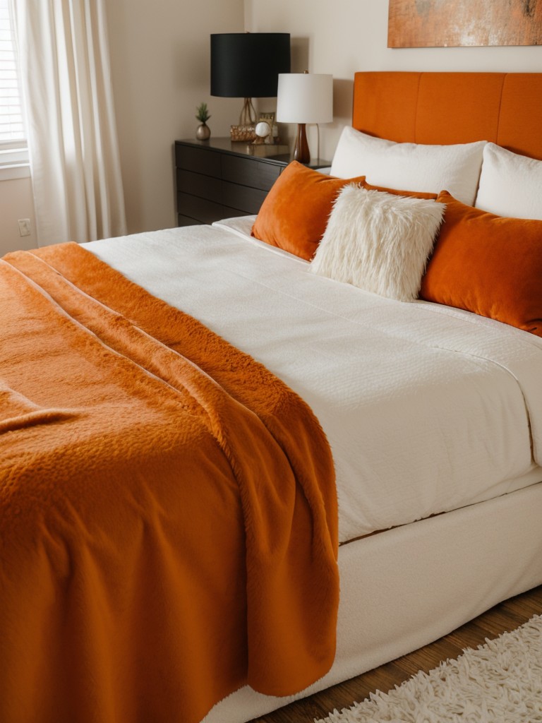 Minimalist Bedroom with Orange Accents