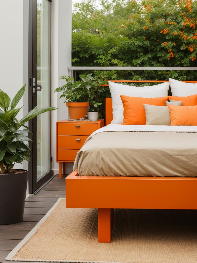 Minimalist Bedroom with Orange Accents