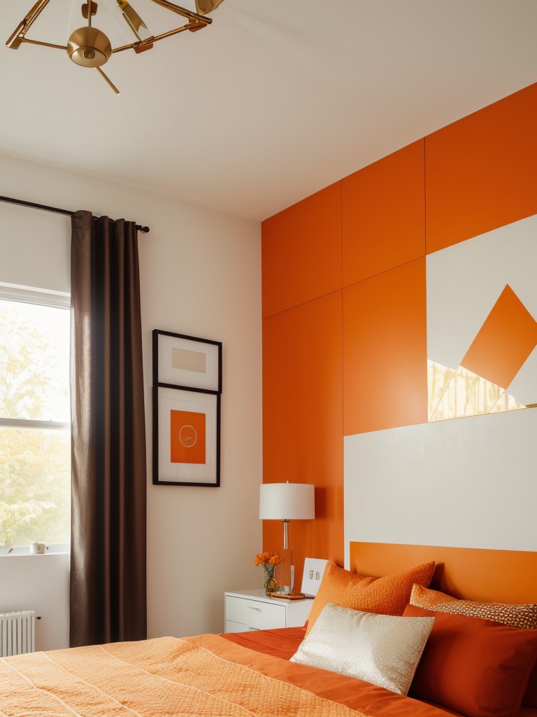 Trendy Minimalist Apartment: Orange Accents & Modern Geometry!