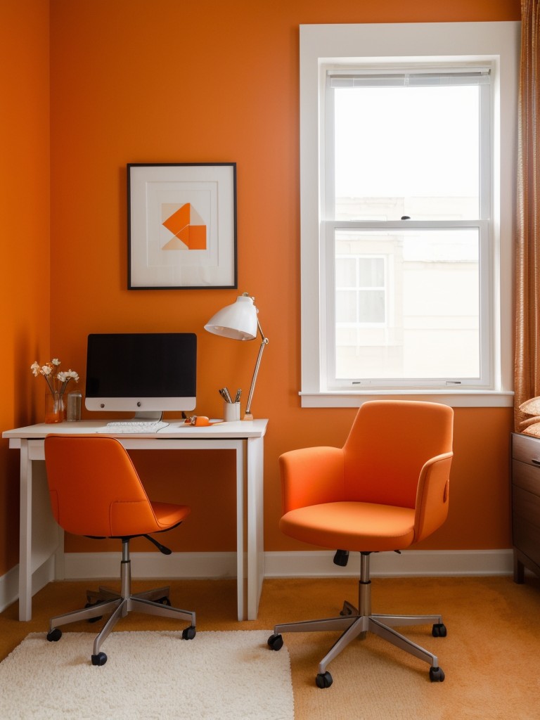 Minimalist Bedroom with Orange Accents: A Pop of Color!