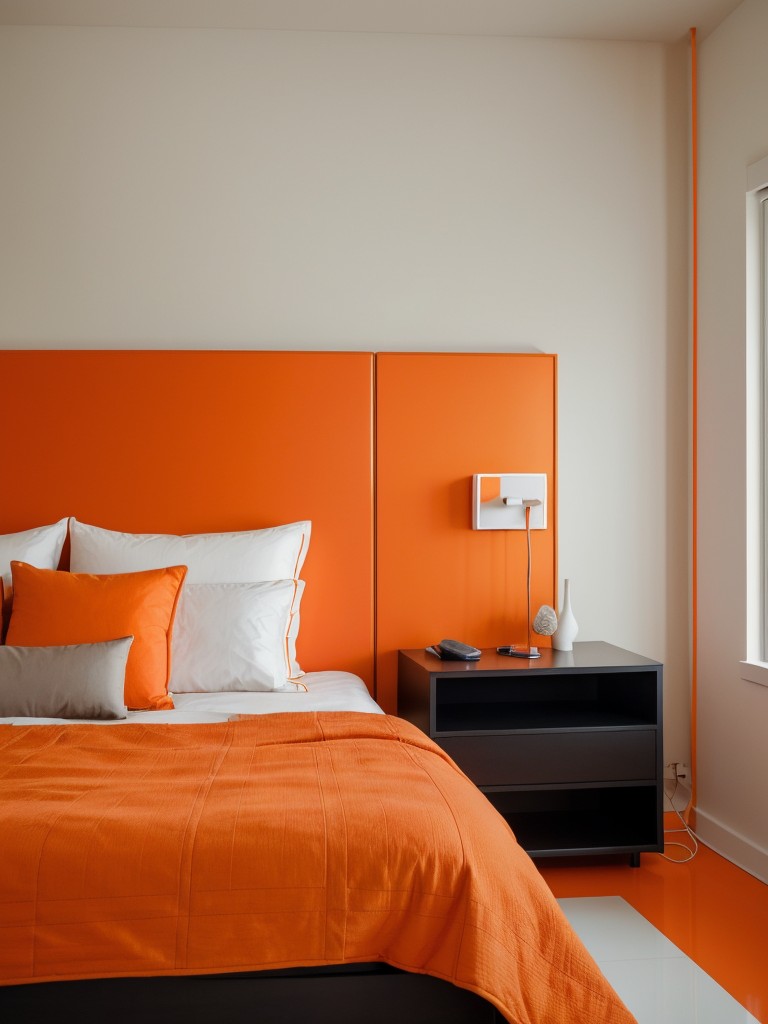 Tech Chic: Futuristic Orange Bedroom Decor for a Modern Look