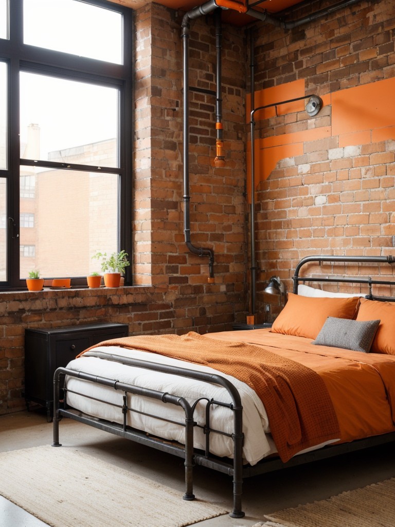 Urban Oasis: Edgy and Industrial Bedroom Decor with Exposed Brick Walls