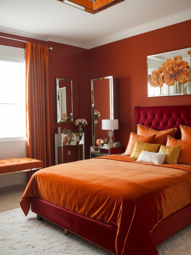 Old Hollywood Glam: Elevate Your Apartment with a Bold Orange Bedroom