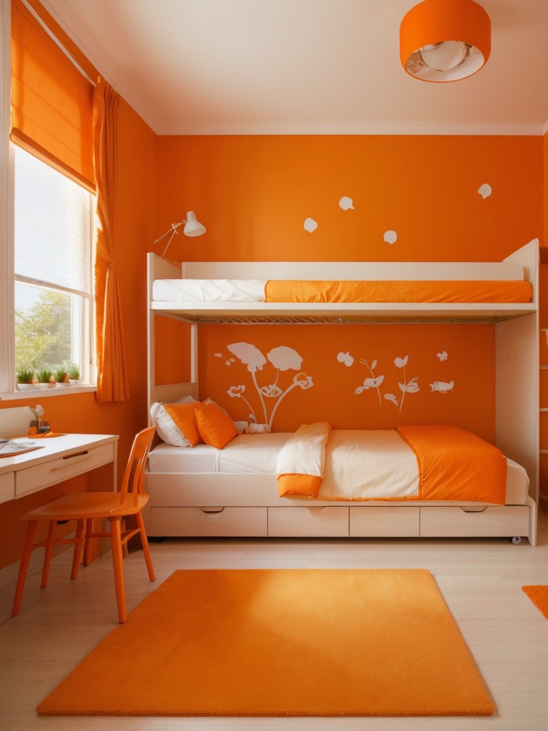 Whimsical Orange Decor for Kid's Room: Fun and Cheerful Apartment Vibes!