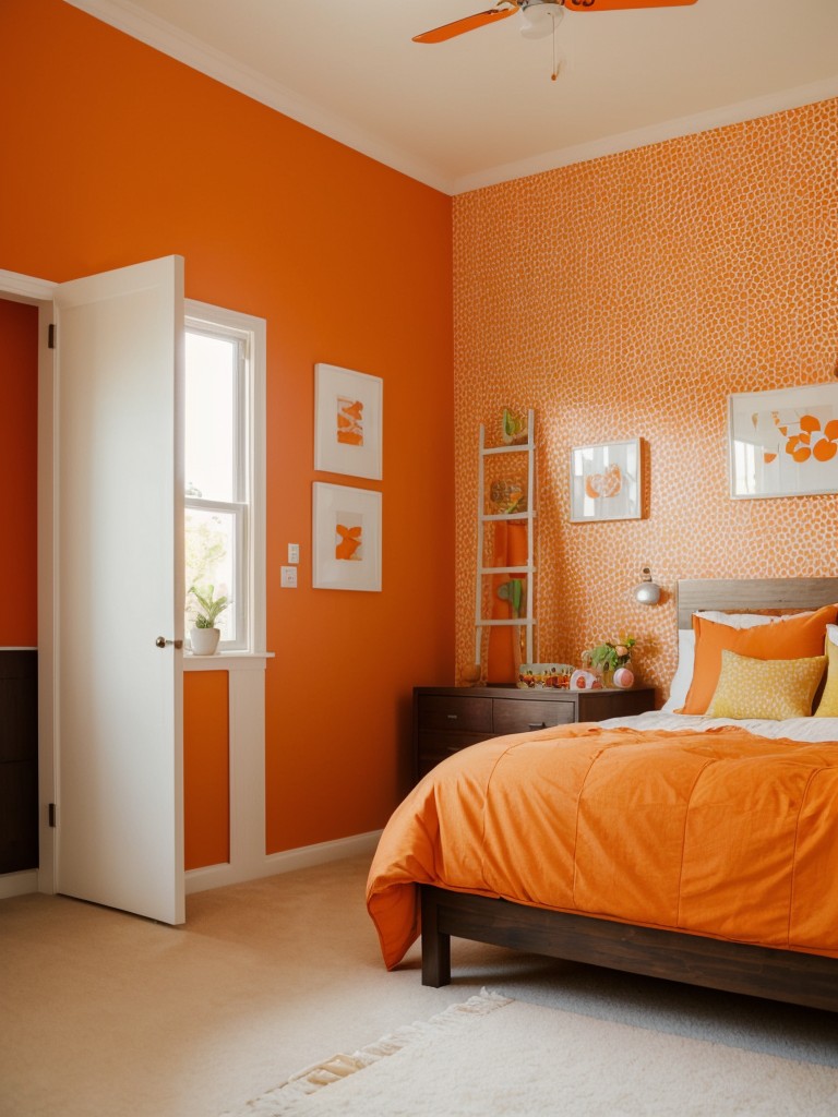 Vibrant Orange Bedroom Decor: Fun Apartment Style for Kids and Teens!