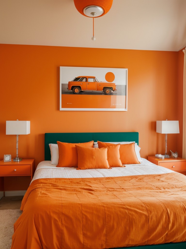 Orange Dream: Stylish Apartment Decor with Vibrant Artwork