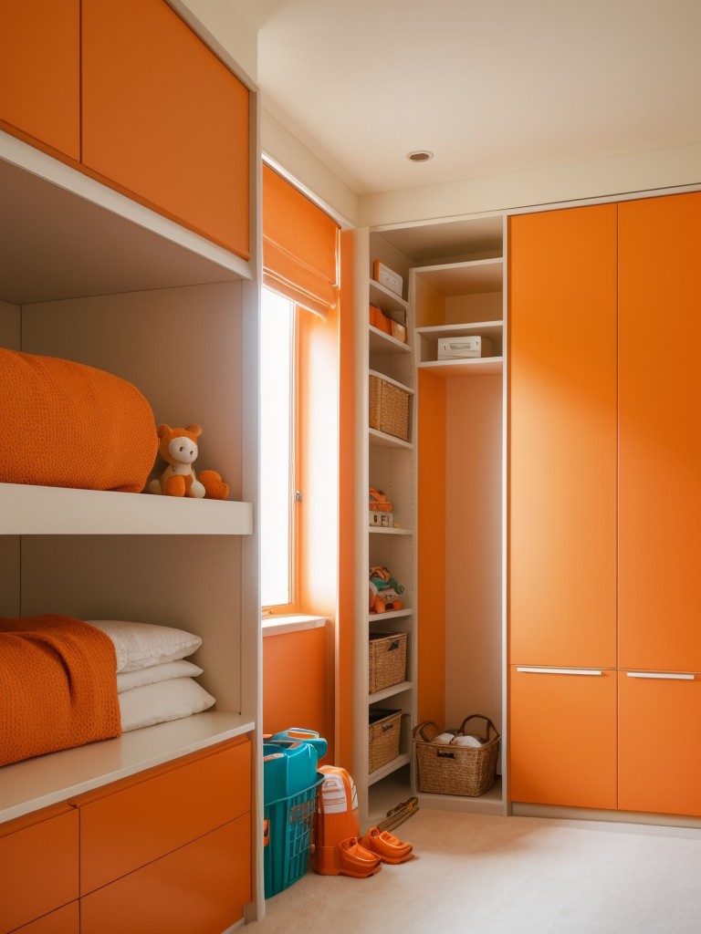 Orange-Inspired Apartment Organization: Stylish Storage for a Tidy Space