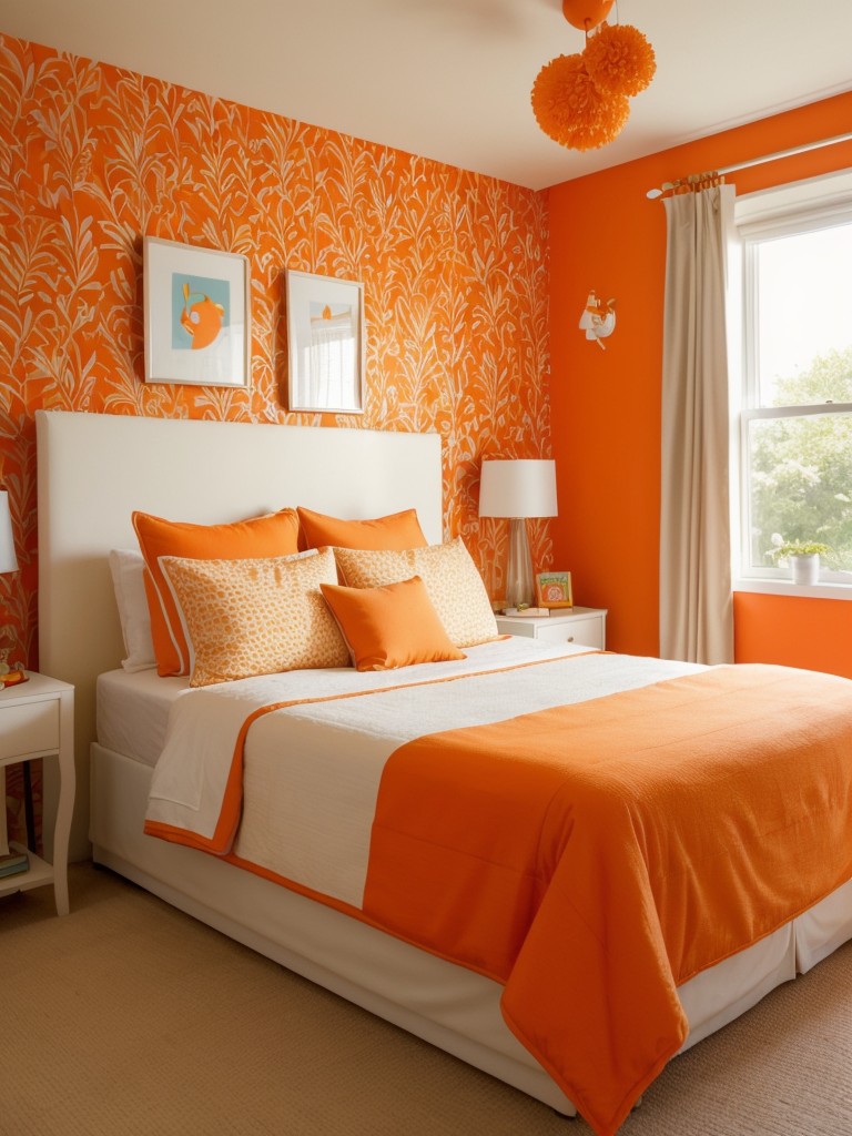 Vibrant Orange Bedroom Wallpaper for Kids & Teens: Add Fun to Any Space!