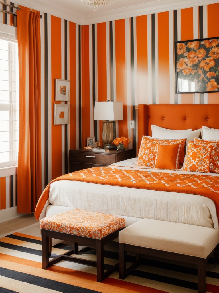 Global-Inspired Apartment Vibes: Bold Patterns and Prints for a Spiced-Up Orange Bedroom!