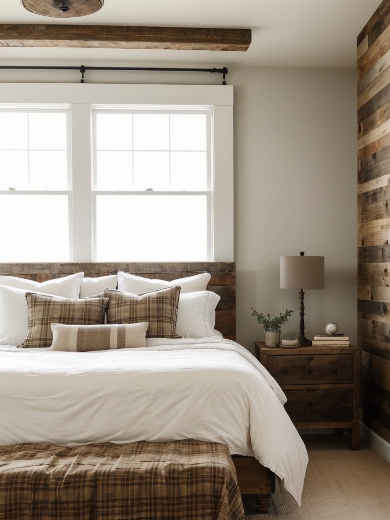 Cozy Rustic Retreat: Transform Your Bedroom with Reclaimed Wood and Plaid Textiles