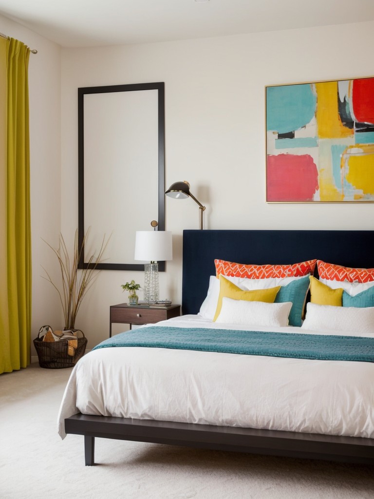 Minimalist Chic Apartment: Vibrant & Energetic Bedroom Decor