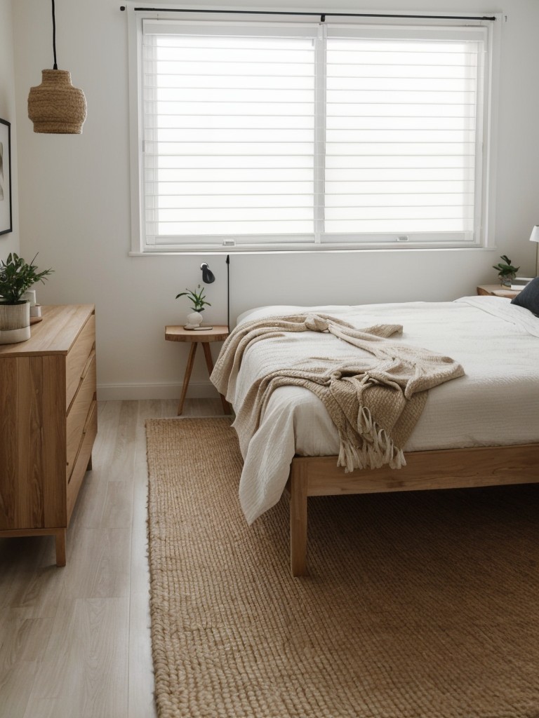 Stylish Apartment: Minimalist Bedroom Decor with Natural Textures