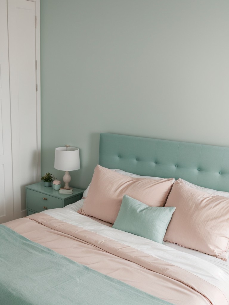 Soothing small bedroom: Maximize space with pastel colors!