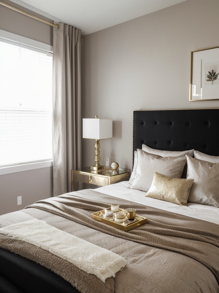 Chic Apartment Upgrade: Glam Up Your Bedroom with Metallic Accents!