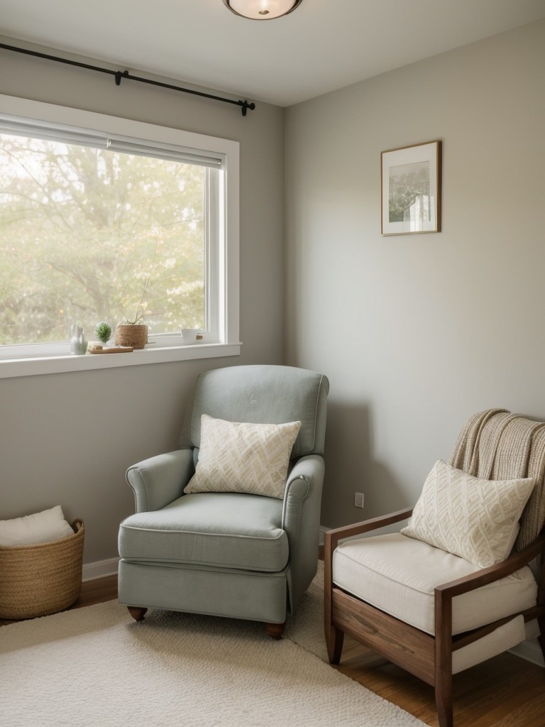 Cozy Bedroom Nook: Create a serene reading spot with comfy seating and a plush throw.