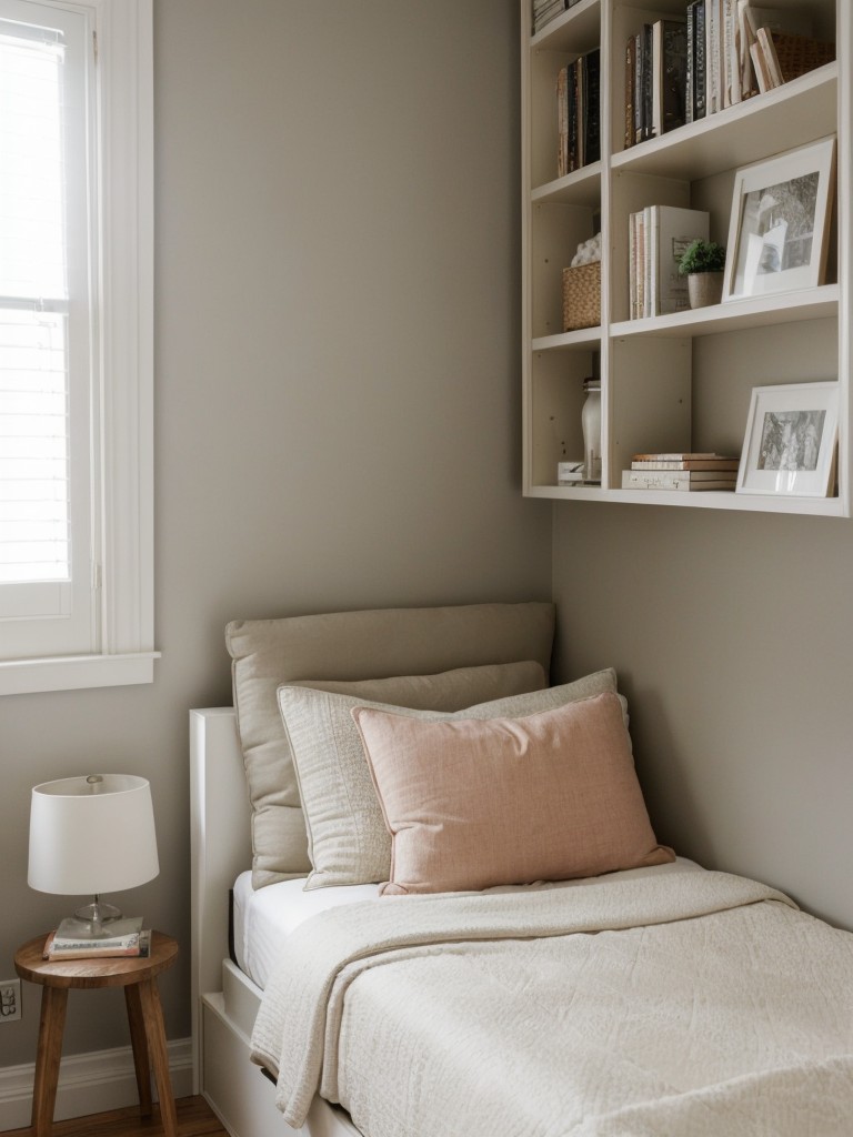 Cozy Small Bedroom: Stylish Storage & Reading Nook