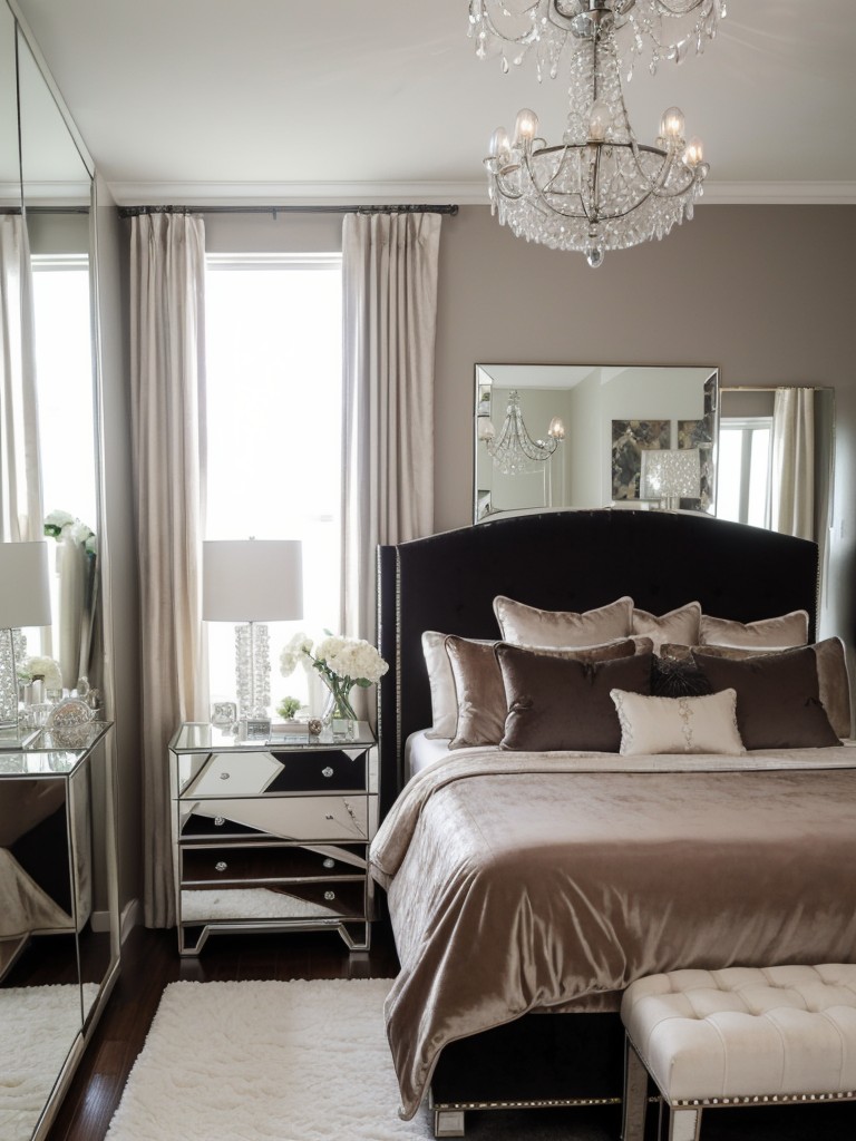 Glamorous Bedroom Transformation with Velvet Accents & Crystal Chandeliers