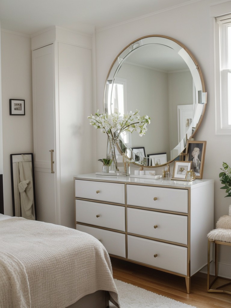 Glam up your bedroom with oversized mirrors for a bigger, brighter space. #SmallBedroomDecor