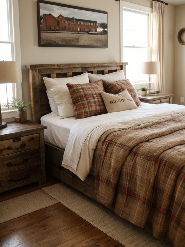 Cozy Rustic Bedroom Retreat: Exposed Brick and Reclaimed Wood.