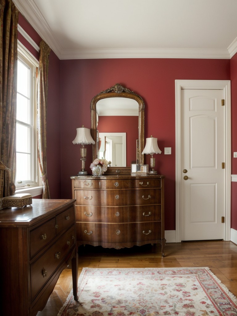 Elegant Vintage Bedroom: Timeless Charm with Antique Furniture & Delicate Chandeliers