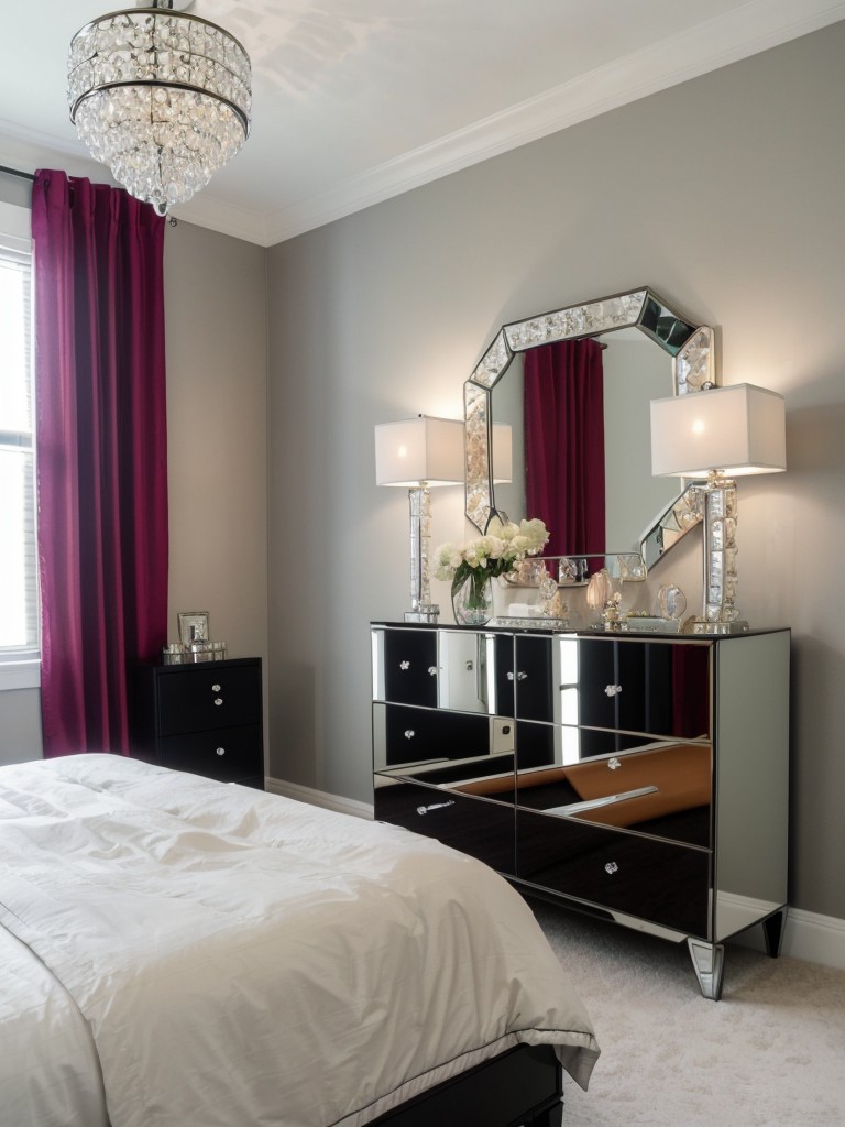 Bold & Elegant Small Bedroom Decor: Modernize with Mirrors & Crystals!