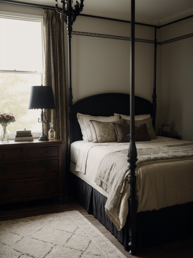 Gothic Bedroom: Mystical Vibes with Wrought Iron & Dramatic Drapery.