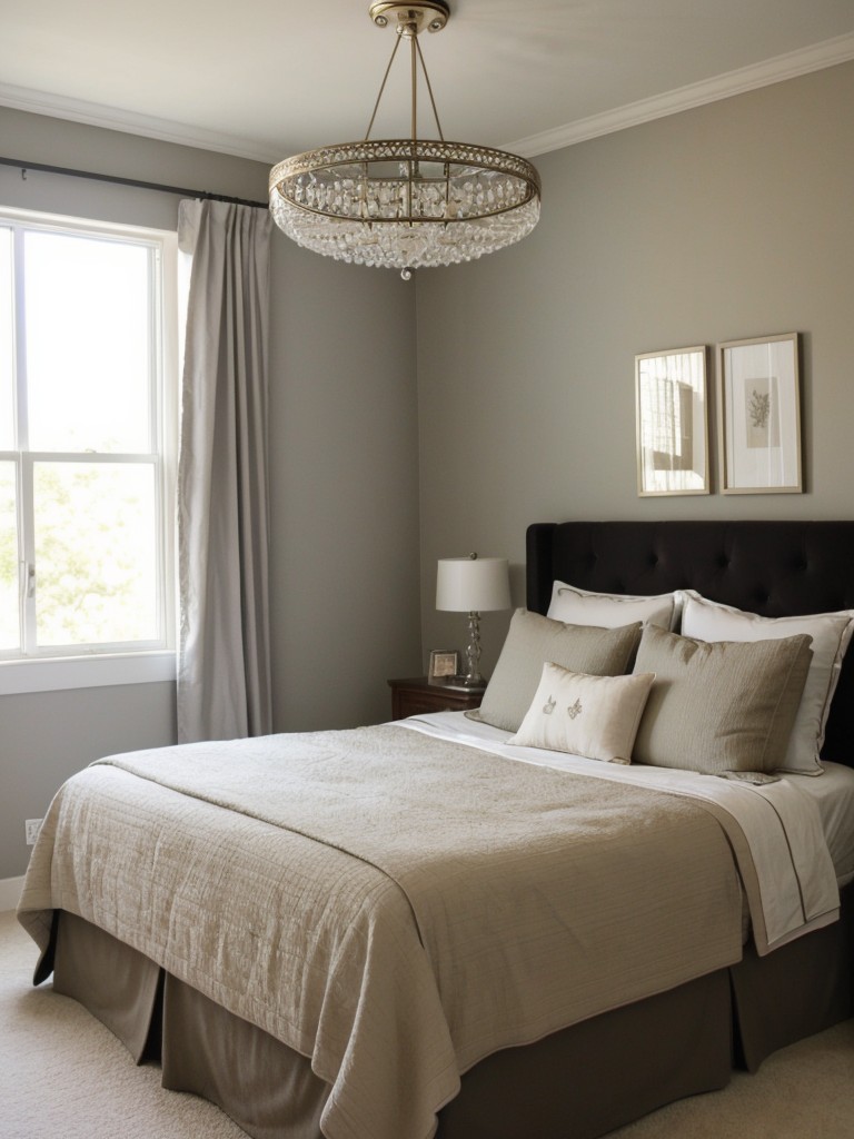 Vintage Chandelier Adds Sophistication to Small Bedroom