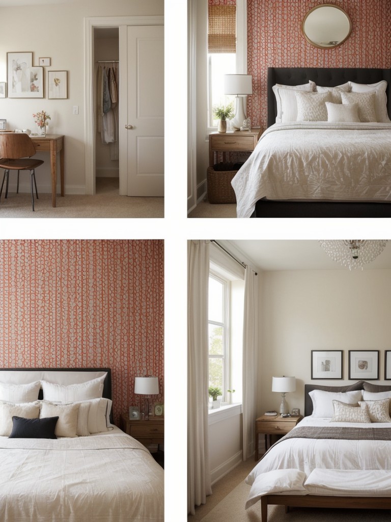 Small Bedroom Decor: Personalize with Photo Collages & Patterned Wallpaper