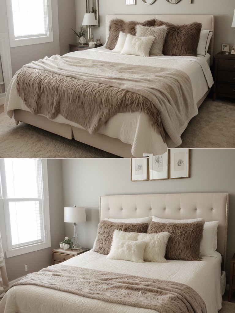 Cozy Oasis: Transform your Bedroom with Personalized Photo Collages and Plush Faux Fur!