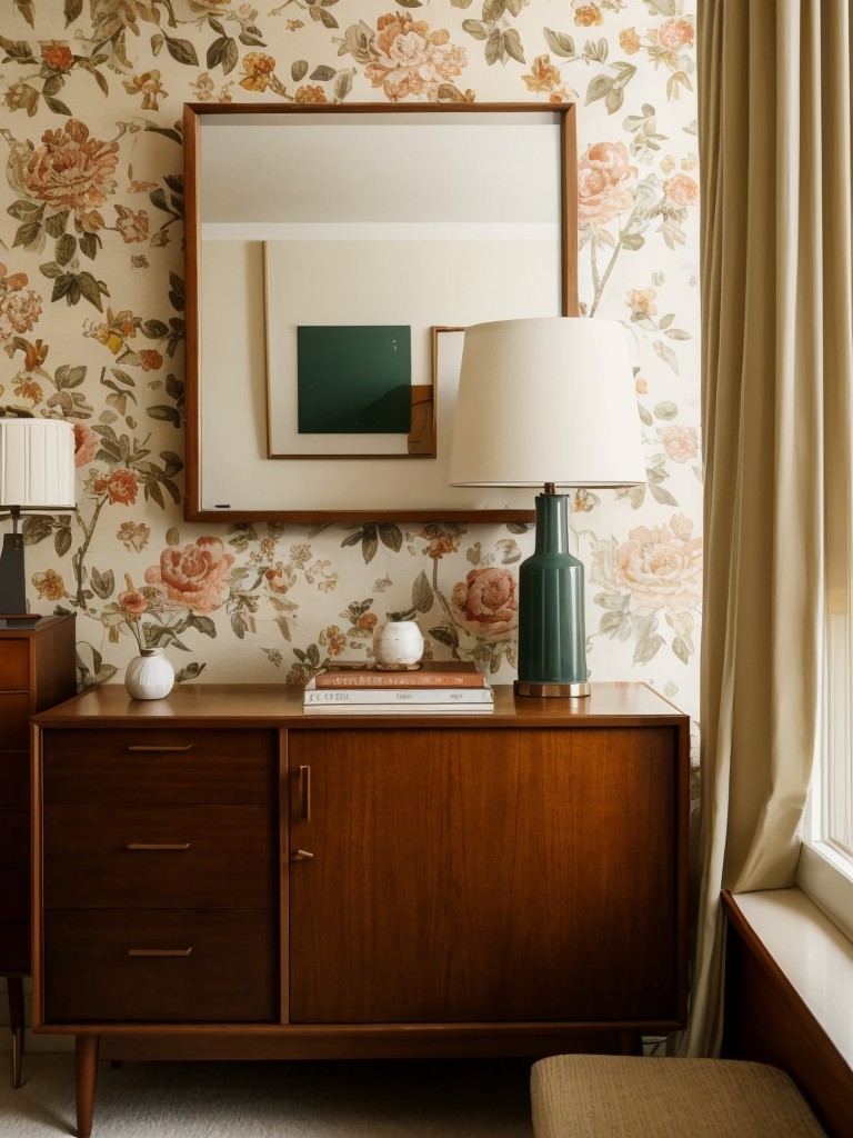 Retro Vibes: Transform Your Apartment Bedroom with Bold Wallpaper and Mid-Century Furniture