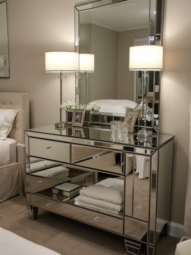 Mirror Magic: Glam up your apartment bedroom with mirrored furniture!