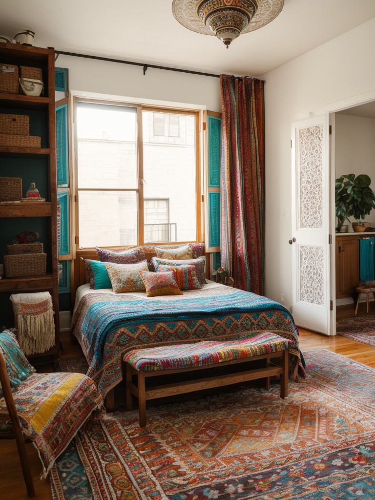 Boho Chic: Apartment Bedroom Decor with Vibrant Textiles