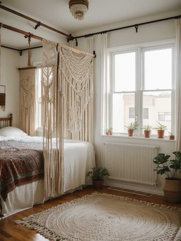 Boho Dream: Transform your Apartment Bedroom with a Macrame Curtain!