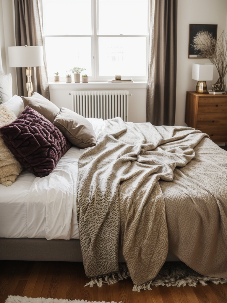 Eclectic Apartment Bedroom Decor Ideas: Mix Prints, Faux Fur & Metallics!