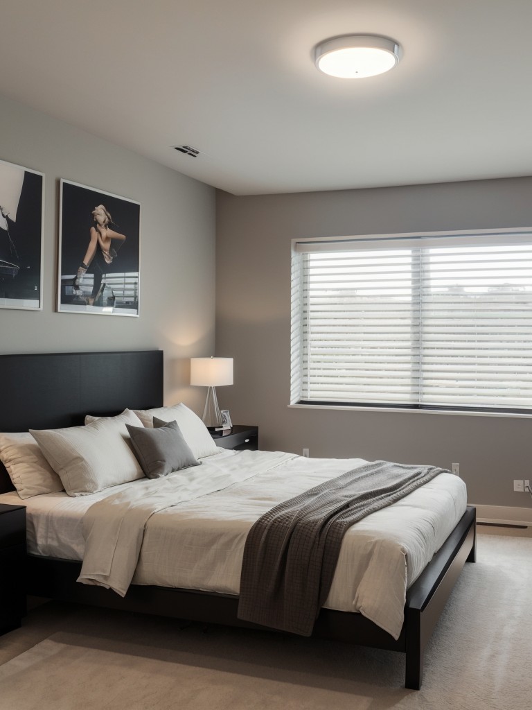 Sleek and Stylish Apartment Bedroom with Smart Home Tech!