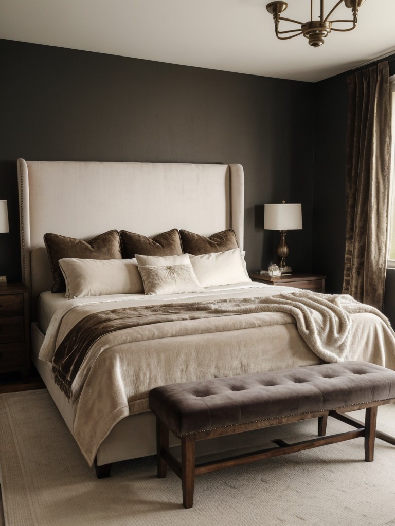 Cozy Apartment Bedroom: Luxurious Velvet Decor Ideas.