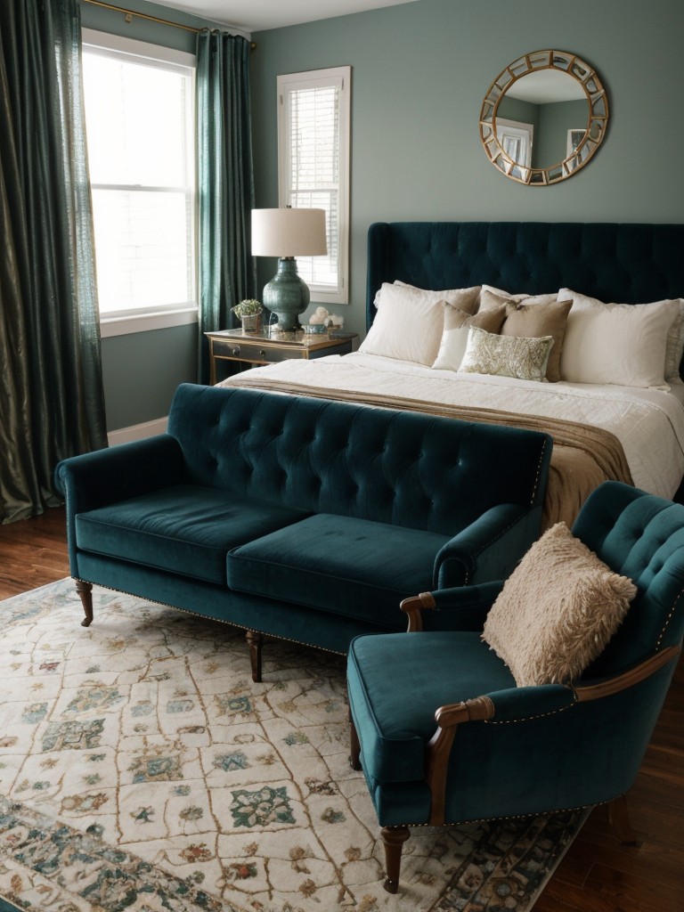 Luxe Bedroom Vibes: Transform Your Apartment with Rich, Jewel-Toned Accents.