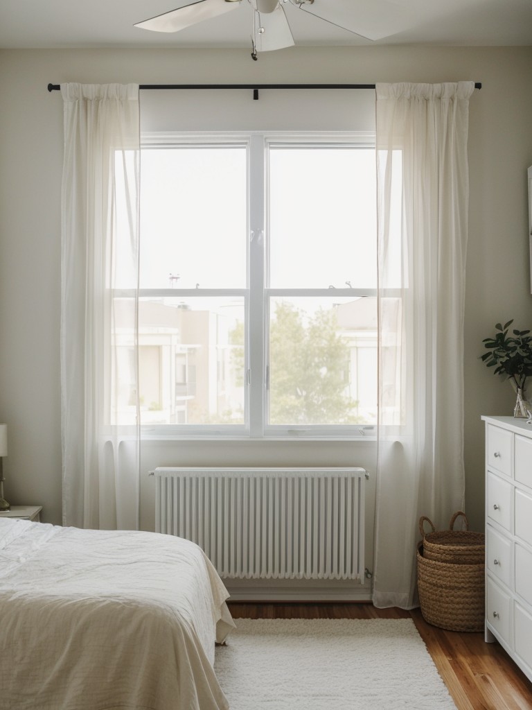 Affordable and Airy Apartment Bedroom - Use Sheer Curtains for Natural Light!