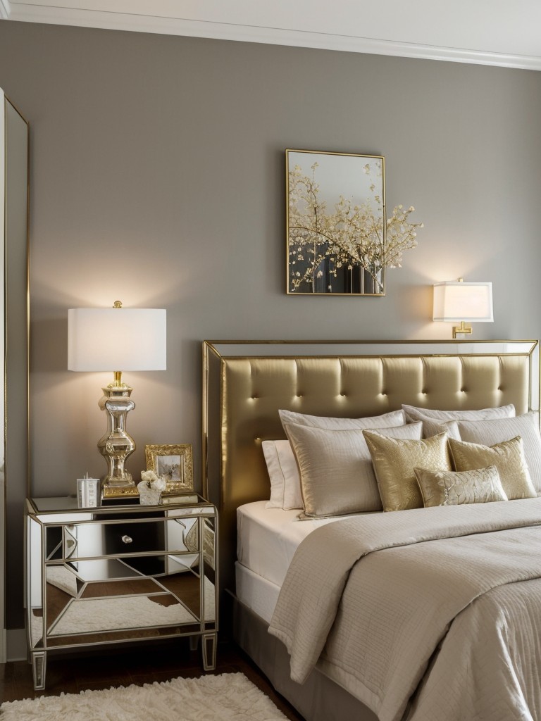 Sparkle up your apartment bedroom with metallic accents!