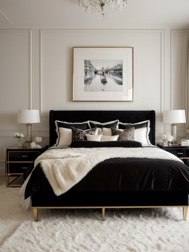 Chic Apartment Bedroom Decor: Fashion Prints & Vintage Sophistication!