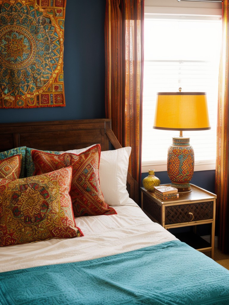 Travel-Chic Apartment Bedroom Inspo: Vibrant Energy and Global Decor Delights!