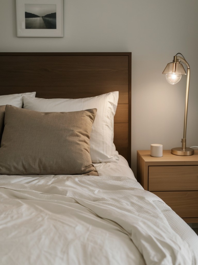 Cozy Apartment Bedroom Lighting: Stylish Lamps with Alarm or Wireless Charging.